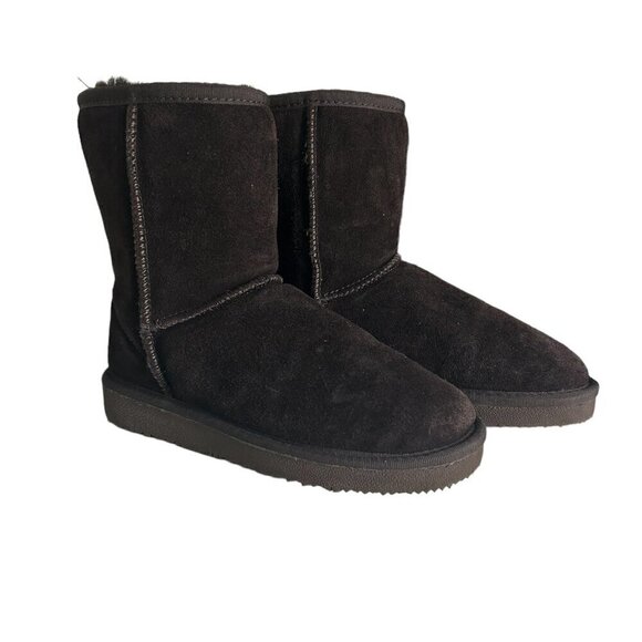 Inspired Ugg Style Brown Suede Sheepskin Boots for Girls US 5 - Picture 1 of 6